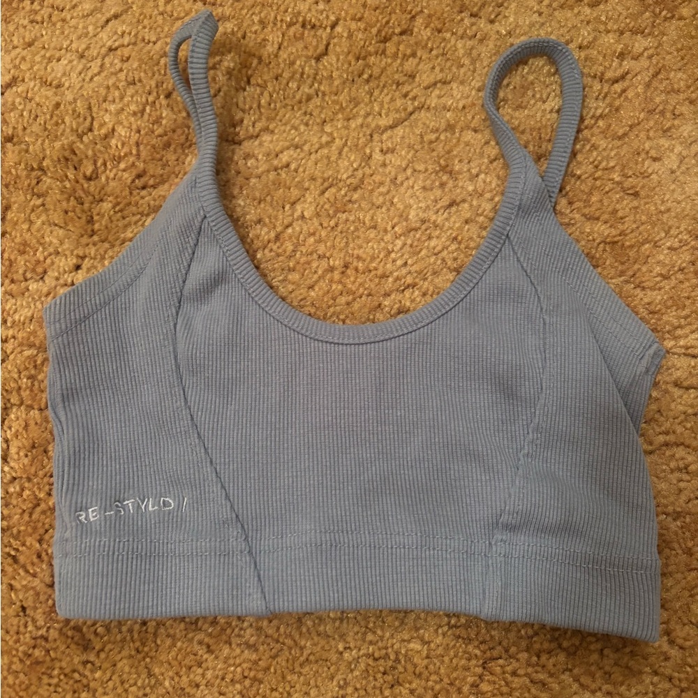 Blue Seamless Sports Bra with Scoop Neckline
